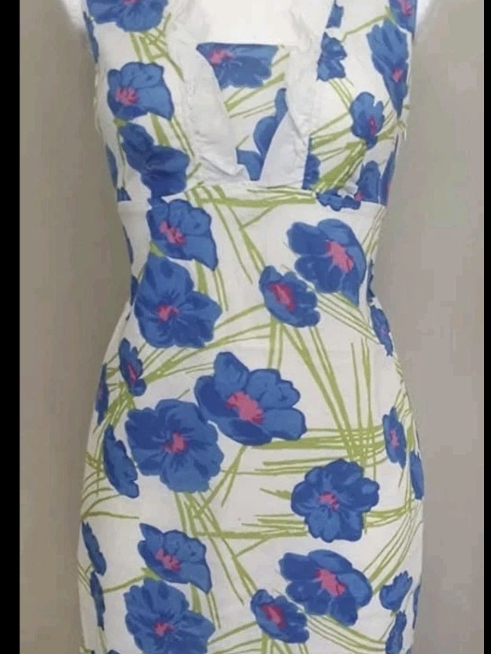 Merona White Mini Dress with Blue Floral Print